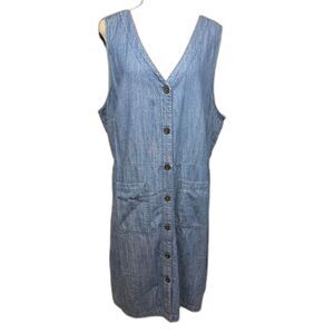 Old Navy Denim Button Down Shift Dress XL Casual Minimalist NWT Blue
